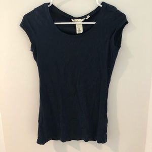 Navy H&M fitted short-sleeve shirt